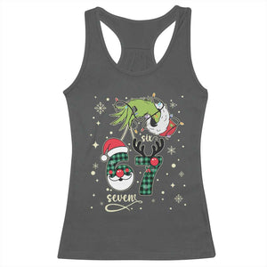 Funny Green Hand Six Seven Meme Racerback Tank Top Gen Z Alpha Xmas Gift TS12 Dark Heather Print Your Wear