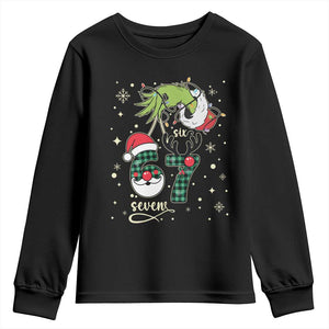 Funny Green Hand Six Seven Meme Youth Sweatshirt Gen Z Alpha Xmas Gift TS12 Black Print Your Wear