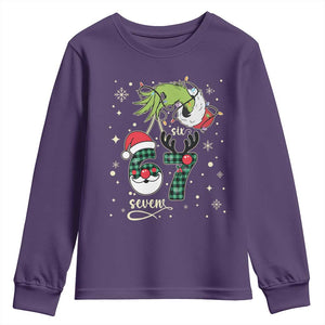 Funny Green Hand Six Seven Meme Youth Sweatshirt Gen Z Alpha Xmas Gift TS12 Purple Print Your Wear