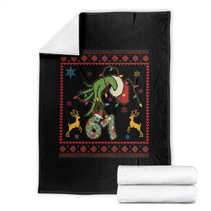 Green Hand 67 Meme Ugly Sweater Throw Blanket Funny Holiday Gift TS12 Black Print Your Wear