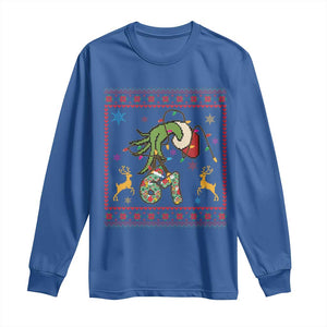 Green Hand 67 Meme Ugly Sweater Long Sleeve Shirt Funny Holiday Gift TS12 Royal Blue Print Your Wear
