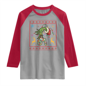 Green Hand 67 Meme Ugly Sweater Raglan Shirt Funny Holiday Gift TS12 Sport Gray Red Print Your Wear