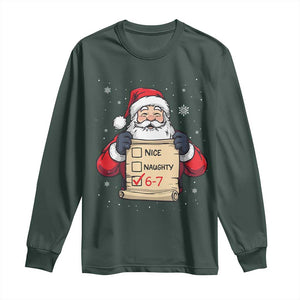 Funny Santa Six Seven Meme Long Sleeve Shirt Gen Z Christmas Gift TS12 Dark Forest Green Print Your Wear