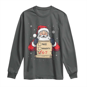 Funny Santa Six Seven Meme Long Sleeve Shirt Gen Z Christmas Gift TS12 Dark Heather Print Your Wear