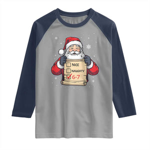 Funny Santa Six Seven Meme Raglan Shirt Gen Z Christmas Gift TS12 Sport Gray Navy Print Your Wear