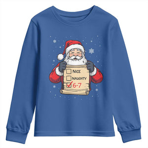 Funny Santa Six Seven Meme Youth Sweatshirt Gen Z Christmas Gift TS12 Royal Blue Print Your Wear