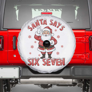Funny Christmas Meme Gift Spare Tire Cover Santa Says Six Seven TS12 White Print Your Wear