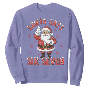 Funny Christmas Meme Gift Sweatshirt Santa Says Six Seven TS12 Violet Print Your Wear