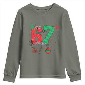 Funny Six Seven Meme Trendy TikTok Youth Sweatshirt Christmas Gift TS12 Military Green Print Your Wear
