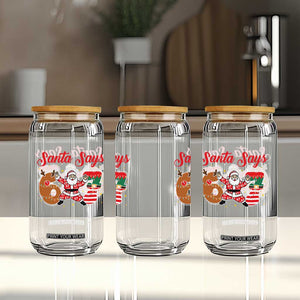 Funny Santa Says Six Seven Meme Glass Can Holiday Gift For Gen Z TS12 Print Your Wear