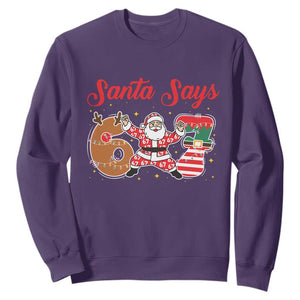 Funny Santa Says Six Seven Meme Sweatshirt Holiday Gift For Gen Z TS12 Purple Print Your Wear