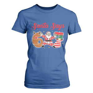 Funny Santa Says Six Seven Meme T Shirt For Women Holiday Gift For Gen Z TS12 Royal Blue Print Your Wear