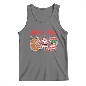 Funny Santa Says Six Seven Meme Tank Top Holiday Gift For Gen Z TS12 Black Heather Print Your Wear