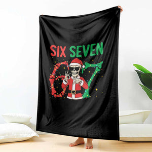 Funny Santa Skeleton Says Six Seven Throw Blanket Christmas Meme Gift TS12 Print Your Wear