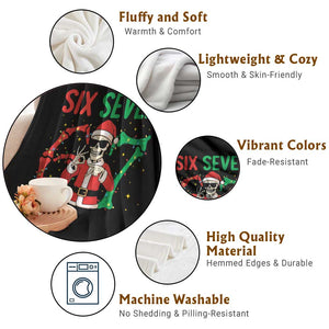 Funny Santa Skeleton Says Six Seven Throw Blanket Christmas Meme Gift TS12 Print Your Wear