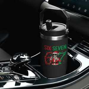 Funny Santa Skeleton Says Six Seven Flip Straw Tumbler Christmas Meme Gift TS12 Print Your Wear