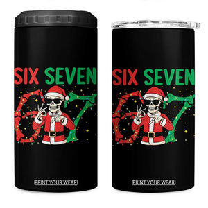 Funny Santa Skeleton Says Six Seven 4 in 1 Can Cooler Tumbler Christmas Meme Gift TS12 One Size: 16 oz Black Print Your Wear