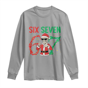 Funny Santa Skeleton Says Six Seven Long Sleeve Shirt Christmas Meme Gift TS12 Sport Gray Print Your Wear