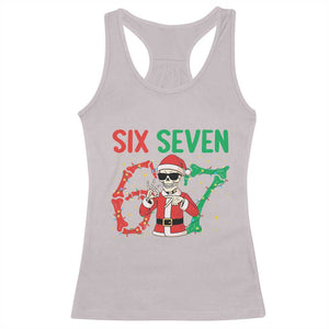 Funny Santa Skeleton Says Six Seven Racerback Tank Top Christmas Meme Gift TS12 Ice Gray Print Your Wear