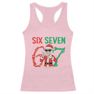 Funny Santa Skeleton Says Six Seven Racerback Tank Top Christmas Meme Gift TS12 Light Pink Print Your Wear