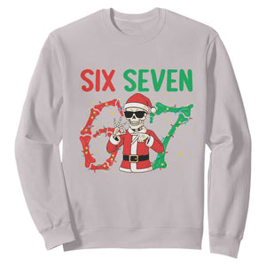 Funny Santa Skeleton Says Six Seven Sweatshirt Christmas Meme Gift TS12 Ice Gray Print Your Wear