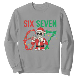 Funny Santa Skeleton Says Six Seven Sweatshirt Christmas Meme Gift TS12 Sport Gray Print Your Wear