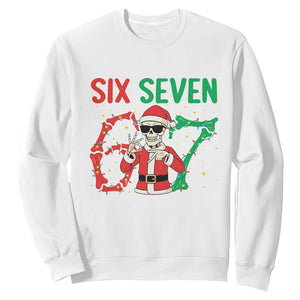 Funny Santa Skeleton Says Six Seven Sweatshirt Christmas Meme Gift TS12 White Print Your Wear