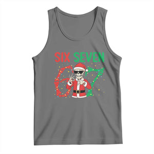 Funny Santa Skeleton Says Six Seven Tank Top Christmas Meme Gift TS12 Black Heather Print Your Wear