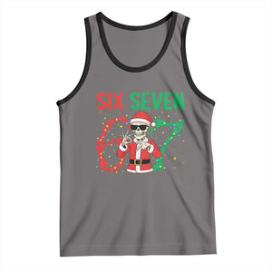 Funny Santa Skeleton Says Six Seven Tank Top Christmas Meme Gift TS12 Deep Heather Black Print Your Wear
