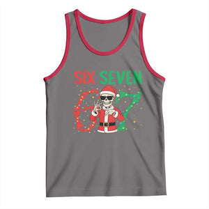 Funny Santa Skeleton Says Six Seven Tank Top Christmas Meme Gift TS12 Deep Heather Red Print Your Wear