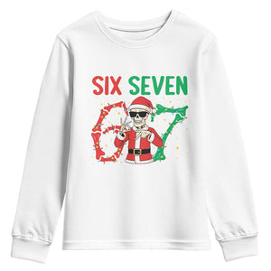 Funny Santa Skeleton Says Six Seven Youth Sweatshirt Christmas Meme Gift TS12 White Print Your Wear