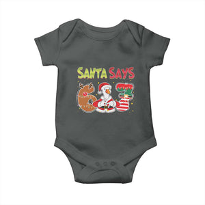Funny Sant Goose Says Six Seven Baby Onesie Christmas Gift For Gen Z TS12 Dark Heather Print Your Wear