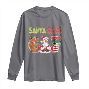 Funny Sant Goose Says Six Seven Long Sleeve Shirt Christmas Gift For Gen Z TS12 Charcoal Print Your Wear