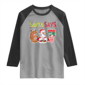 Funny Sant Goose Says Six Seven Raglan Shirt Christmas Gift For Gen Z TS12 Sport Gray Black Print Your Wear