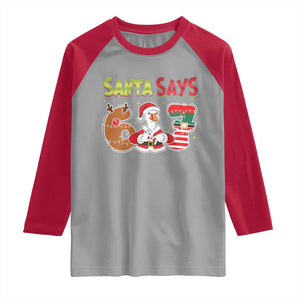 Funny Sant Goose Says Six Seven Raglan Shirt Christmas Gift For Gen Z TS12 Sport Gray Red Print Your Wear