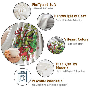 Funny Christmas Dinosaur Lover Gift Throw Blanket Trending Six Seven Bruh TS12 Print Your Wear