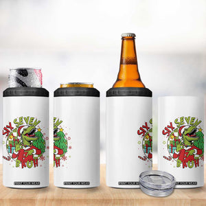 Funny Christmas Dinosaur Lover Gift 4 in 1 Can Cooler Tumbler Trending Six Seven Bruh TS12 Print Your Wear