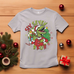 Funny Christmas Dinosaur Lover Gift T Shirt Trending Six Seven Bruh TS12 Ice Gray Print Your Wear