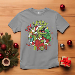 Funny Christmas Dinosaur Lover Gift T Shirt Trending Six Seven Bruh TS12 Sport Gray Print Your Wear