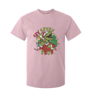 Funny Christmas Dinosaur Lover Gift T Shirt For Kid Trending Six Seven Bruh TS12 Light Pink Print Your Wear