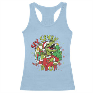 Funny Christmas Dinosaur Lover Gift Racerback Tank Top Trending Six Seven Bruh TS12 Light Blue Print Your Wear