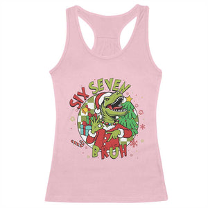Funny Christmas Dinosaur Lover Gift Racerback Tank Top Trending Six Seven Bruh TS12 Light Pink Print Your Wear