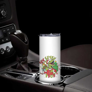 Funny Christmas Dinosaur Lover Gift Skinny Tumbler Trending Six Seven Bruh TS12 Print Your Wear