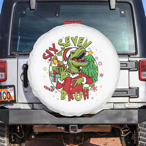 Funny Christmas Dinosaur Lover Gift Spare Tire Cover Trending Six Seven Bruh TS12 No hole White Print Your Wear