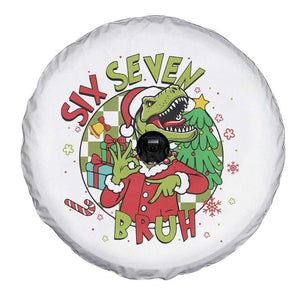 Funny Christmas Dinosaur Lover Gift Spare Tire Cover Trending Six Seven Bruh TS12 Print Your Wear