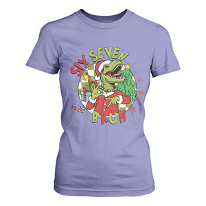 Funny Christmas Dinosaur Lover Gift T Shirt For Women Trending Six Seven Bruh TS12 Violet Print Your Wear