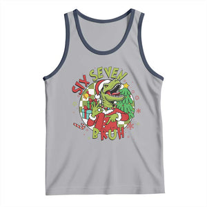 Funny Christmas Dinosaur Lover Gift Tank Top Trending Six Seven Bruh TS12 Athletic Heather Navy Print Your Wear