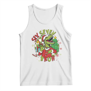 Funny Christmas Dinosaur Lover Gift Tank Top Trending Six Seven Bruh TS12 White Print Your Wear