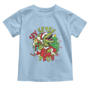 Funny Christmas Dinosaur Lover Gift Toddler T Shirt Trending Six Seven Bruh TS12 Light Blue Print Your Wear