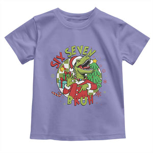 Funny Christmas Dinosaur Lover Gift Toddler T Shirt Trending Six Seven Bruh TS12 Violet Print Your Wear